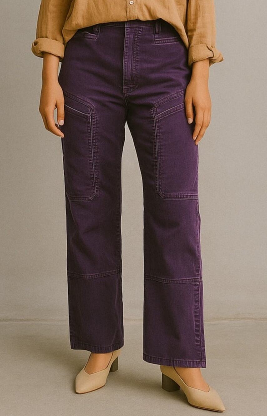 Tuckernuck SEA Quilted Barrel Leg Cargo Pants Size 4 Purple Indie Folk Boho